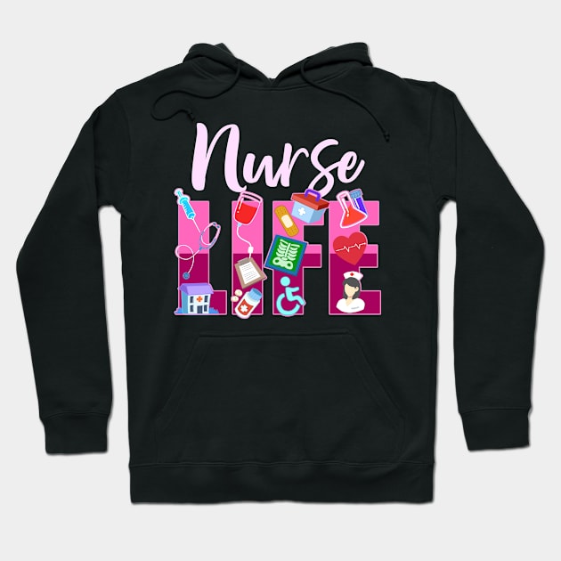 Womens Nurse Life  Gift Print Graduating School RN Nurse Print Hoodie by Linco